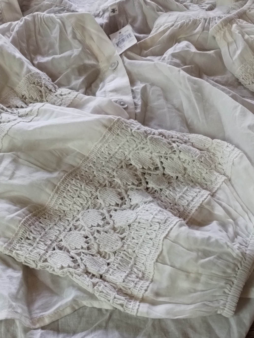 Women's Cream Crochet-Trim Blouse-